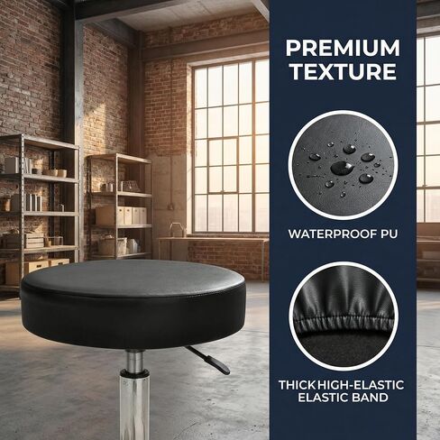 Bar Stool Covers Round Set of 2, Waterproof PU Seat Covers with Elastic Bands, Washable Cushion Slipcovers for 12 to 14 Inch Round Bar Stools in Kuwait