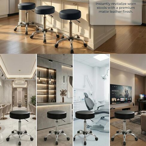 Bar Stool Covers Round Set of 2, Waterproof PU Seat Covers with Elastic Bands, Washable Cushion Slipcovers for 12 to 14 Inch Round Bar Stools in Kuwait