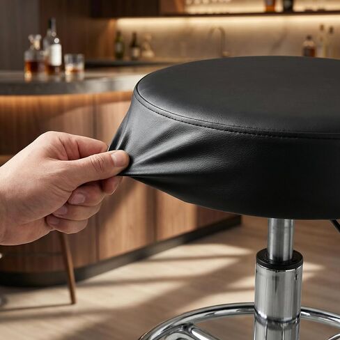 Bar Stool Covers Round Set of 2, Waterproof PU Seat Covers with Elastic Bands, Washable Cushion Slipcovers for 12 to 14 Inch Round Bar Stools in Kuwait