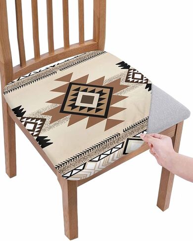 Boho Western Chair Seat Covers for Dinning Room 6 Pack, Southwest Native American Indian Geometric Comfortable Stretch Chair Slipcovers Cushion Protector for Banquet Kitchen in Kuwait