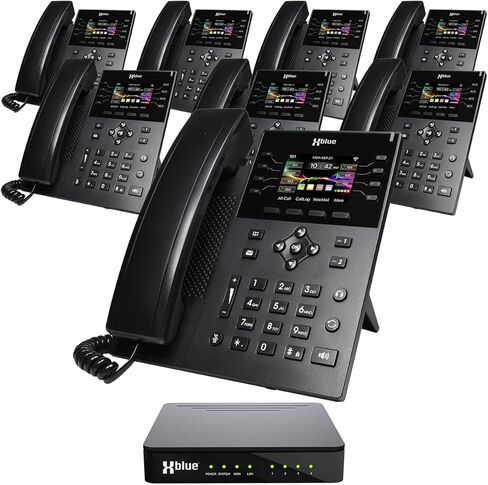Xblue QB System Bundle with 6 IP9g IP Phones Including Auto Attendant, Voicemail, Cell & Remote Phone Extensions & Call Recording, Black, (QB1006) in Saudi Arabia