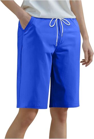 Bermuda Shorts for Women Knee Length Plus Size High Waisted Athletic Short with Pockets Casual Summer 2026 in Saudi Arabia