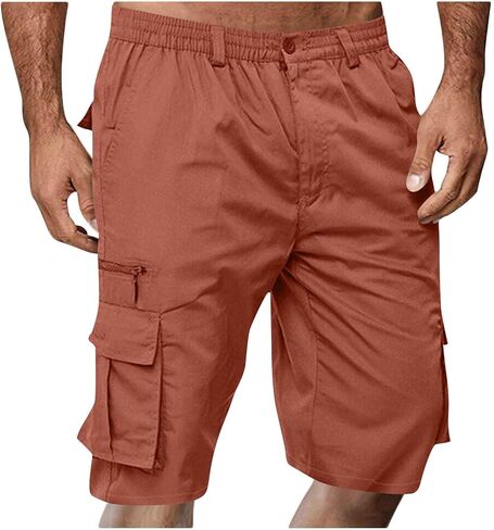 SMIDOW Cargo Shorts for Men - Big and Tall Casual Summer Elastic Waist Outdoor Work Hiking Cargo Short Pants with Pockets in Saudi Arabia