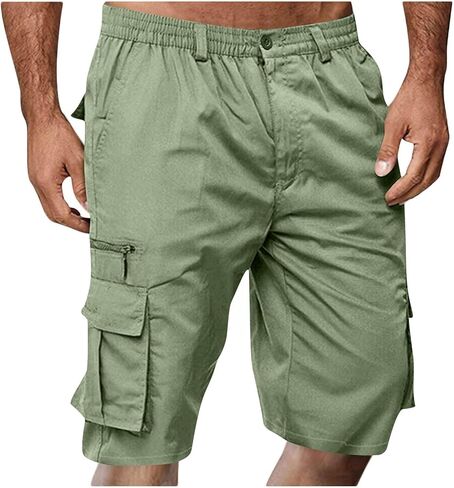 SMIDOW Cargo Shorts for Men - Big and Tall Casual Summer Elastic Waist Outdoor Work Hiking Cargo Short Pants with Pockets in Saudi Arabia