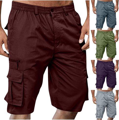 SMIDOW Cargo Shorts for Men - Big and Tall Casual Summer Elastic Waist Outdoor Work Hiking Cargo Short Pants with Pockets in Saudi Arabia