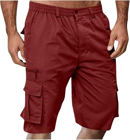SMIDOW Cargo Shorts for Men - Big and Tall Casual Summer Elastic Waist Outdoor Work Hiking Cargo Short Pants with Pockets in Saudi Arabia