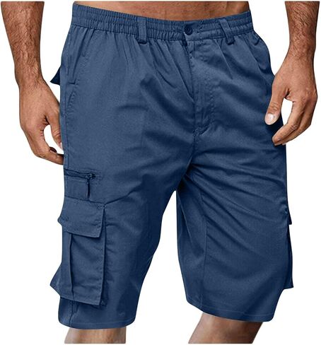 SMIDOW Cargo Shorts for Men - Big and Tall Casual Summer Elastic Waist Outdoor Work Hiking Cargo Short Pants with Pockets in Saudi Arabia