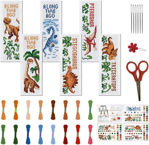 FREEBLOSS 6 Set Cafeteria Cross Stitch Bookmark Stamped Cross Stitch Kit with Coffe&Books Patterns Embroidery Kit with Instruction DIY Bookmark Kit for Gift Adults 8.67''x3'' in Saudi Arabia
