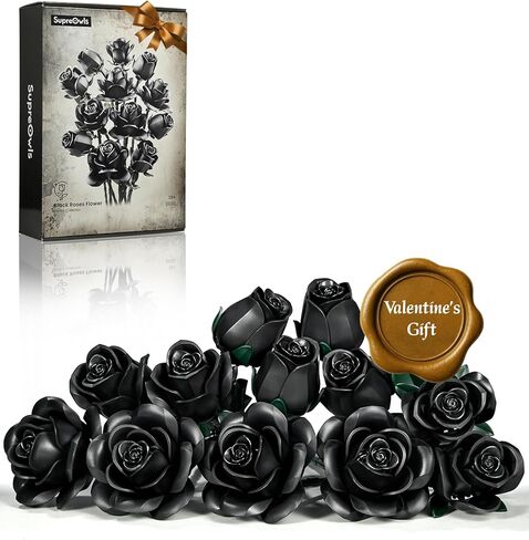 Black Roses Bouquet Building Set, Artificial Flowers Botanical Collection Blocks Kit Compatible with Lego for Adults, Gothic Home Decor for Easter and Mother's Day (623PCS) in Kuwait