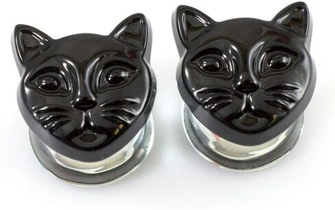 Ear Plugs Black Cat Design and Black Glass Spiral Value pack of two pairs in Kuwait