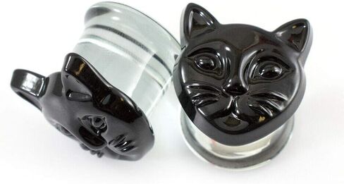 Ear Plugs Black Cat Design and Black Glass Spiral Value pack of two pairs in Kuwait
