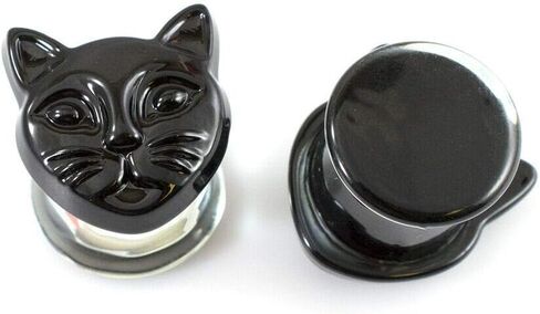 Ear Plugs Black Cat Design and Black Glass Spiral Value pack of two pairs in Kuwait