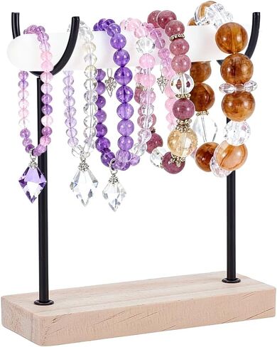 AHANDMAKER Crystal Stone Holder Display Stand Jewelry Organizer Stand with Wooden Base Detachable Jewelry Wrap Watch Organizer Holder for Necklaces Rings Bracelets Keychains Storage in Saudi Arabia