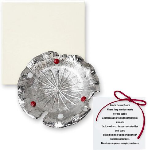 صينية حامل الخاتم، صينية حلية جمالية، صينية مجوهرات، تنظيم أقراط القلادة، هدايا عيد ميلاد العروس، هدايا عيد ميلاد العروس لأفضل صديق (الفيروز الأحمر واليشم الأبيض) in Kuwait