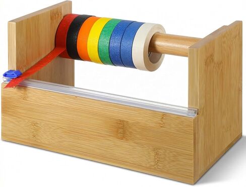 موزع أشرطة خشبي متعدد اللفات مع قطاعة أكريليك، وموزع وحامل شريط لاصق خشبي، وحامل أشرطة حرفية مقاس 9.4 بوصة وقاعدة منظمة للأطفال في المنزل والمكتب والمدرسة، مع 16 قطعة من الأشرطة اللاصقة in Kuwait