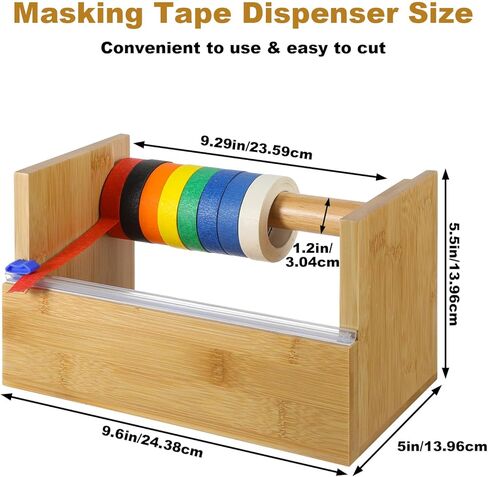 موزع أشرطة خشبي متعدد اللفات مع قطاعة أكريليك، وموزع وحامل شريط لاصق خشبي، وحامل أشرطة حرفية مقاس 9.4 بوصة وقاعدة منظمة للأطفال في المنزل والمكتب والمدرسة، مع 16 قطعة من الأشرطة اللاصقة in Kuwait