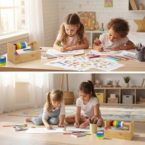 موزع أشرطة خشبي متعدد اللفات مع قطاعة أكريليك، وموزع وحامل شريط لاصق خشبي، وحامل أشرطة حرفية مقاس 9.4 بوصة وقاعدة منظمة للأطفال في المنزل والمكتب والمدرسة، مع 16 قطعة من الأشرطة اللاصقة in Kuwait