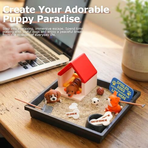 Tian Zhun Dog Gifts for Women Adults Dog Lovers Dogs Mom Gifts Mini Zen Garden for Desk Dogs Themed Gift Sand Tray Therapy Kit Sand Included in Kuwait