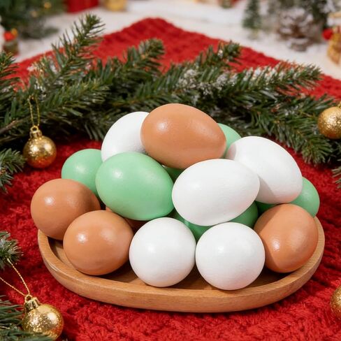 DAHI Wooden Fake Eggs-10pcs 2.4inch Smooth Standable Wooden Easter Eggs for Painting and Decorating(60 * 40mm) in Kuwait