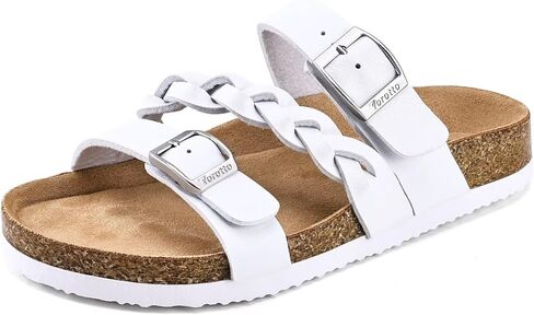 Torotto Girls Sandals with Cork Footbed Adjustable Straps Kids Summer Non-slip Glitter Sandals for Indoor & Outdoor in Kuwait