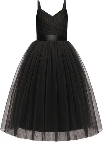 Arshiner Flower Girl Dress Spaghetti Strap Tulle Long Formal Wedding Pageant Party Fancy Princess Ball Gown Dresses in Saudi Arabia