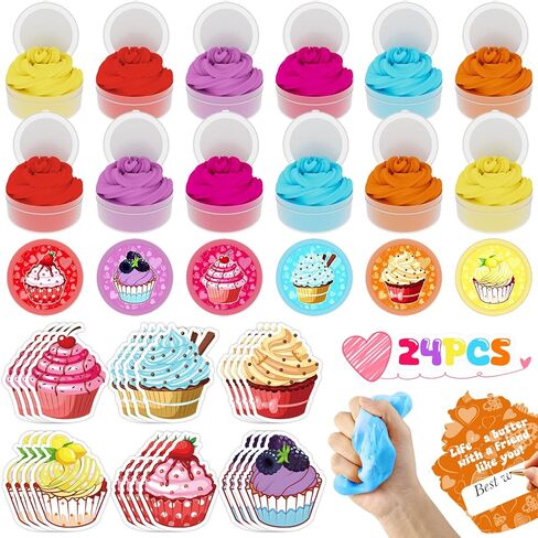 Gifts for Kids, 24 Ice Cream Butter Slime Card Bulk, Exchange Cards for Girls Boys School Class Classroom Party Favors Age 3 Year and Up in Kuwait