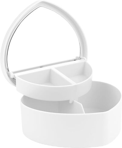 Heart Shaped Jewellery Box, Jewellery Organiser with Cosmetic Mirror, Jewellery Display Box for Girls＆Women (White) in Kuwait