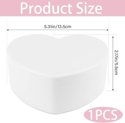 Heart Shaped Jewellery Box, Jewellery Organiser with Cosmetic Mirror, Jewellery Display Box for Girls＆Women (White) in Saudi Arabia