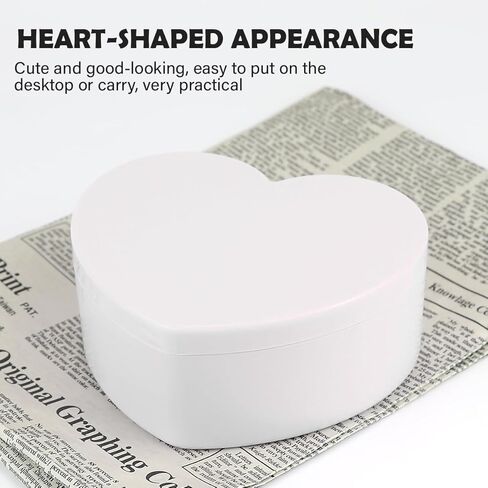 Heart Shaped Jewellery Box, Jewellery Organiser with Cosmetic Mirror, Jewellery Display Box for Girls＆Women (White) in Saudi Arabia