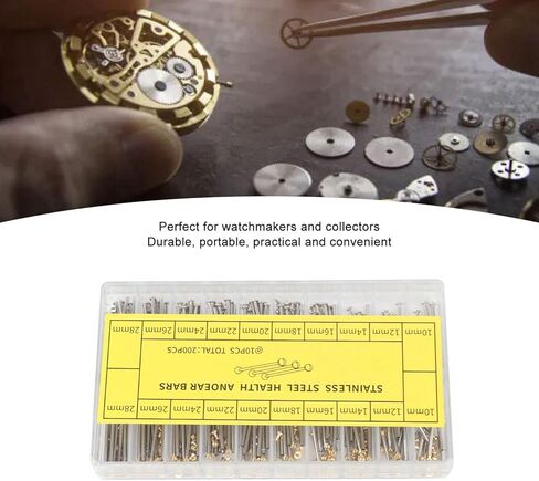 Yosoo Health Gear 200pcs Watch Screw Tube Watch Strap Connection Rod Watch Band Connecting Rod Stainless Steel 1.3mm Width 10 Sizes Gold Silver with Storage Box for Watch Repair Replacement in Saudi Arabia