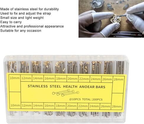Yosoo Health Gear 200pcs Watch Screw Tube Watch Strap Connection Rod Watch Band Connecting Rod Stainless Steel 1.3mm Width 10 Sizes Gold Silver with Storage Box for Watch Repair Replacement in Saudi Arabia
