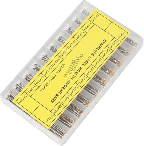 Yosoo Health Gear 200pcs Watch Screw Tube Watch Strap Connection Rod Watch Band Connecting Rod Stainless Steel 1.3mm Width 10 Sizes Gold Silver with Storage Box for Watch Repair Replacement in Saudi Arabia