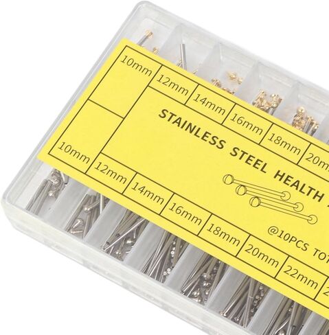Yosoo Health Gear 200pcs Watch Screw Tube Watch Strap Connection Rod Watch Band Connecting Rod Stainless Steel 1.3mm Width 10 Sizes Gold Silver with Storage Box for Watch Repair Replacement in Saudi Arabia