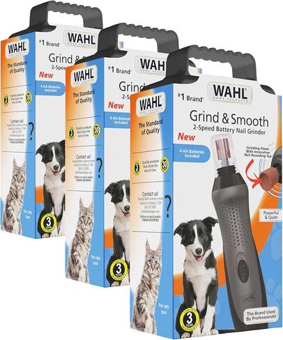 Wahl Grind & Smooth 2 Speed Battery Dog Nail Grinder with Concave Rounding Tip and Nail Guard for Increased Safety and Precise Nail Grinding - Model 3026333 in Saudi Arabia