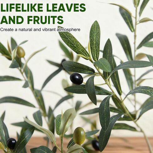 شجرة زيتون صناعية من تيمو بطول 6 أقدام، أشجار زيتون صناعية داخلية مع زارع أبيض، نباتات صناعية شجرة صناعية داخلية بأوراق واقعية وفواكه نابضة بالحياة، نبات صناعي لديكور المنزل والمكتب in Kuwait