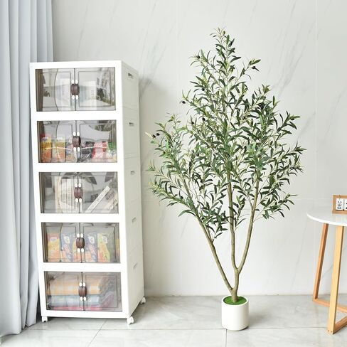 شجرة زيتون صناعية من تيمو بطول 6 أقدام، أشجار زيتون صناعية داخلية مع زارع أبيض، نباتات صناعية شجرة صناعية داخلية بأوراق واقعية وفواكه نابضة بالحياة، نبات صناعي لديكور المنزل والمكتب in Kuwait