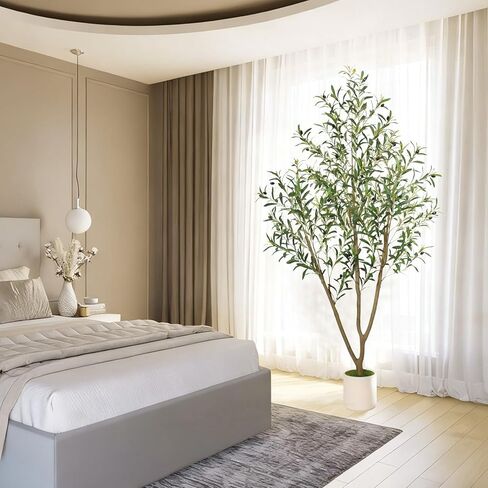 شجرة زيتون صناعية من تيمو بطول 6 أقدام، أشجار زيتون صناعية داخلية مع زارع أبيض، نباتات صناعية شجرة صناعية داخلية بأوراق واقعية وفواكه نابضة بالحياة، نبات صناعي لديكور المنزل والمكتب in Kuwait