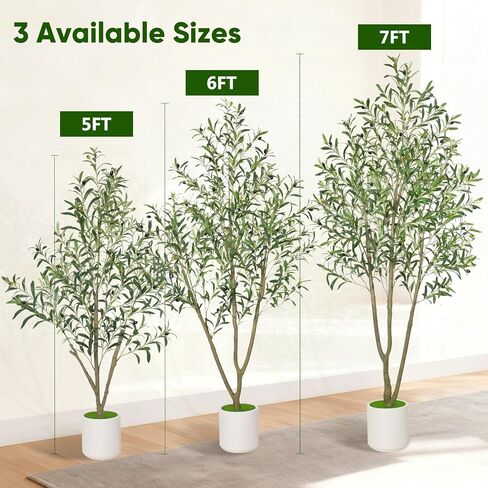 شجرة زيتون صناعية من تيمو بطول 6 أقدام، أشجار زيتون صناعية داخلية مع زارع أبيض، نباتات صناعية شجرة صناعية داخلية بأوراق واقعية وفواكه نابضة بالحياة، نبات صناعي لديكور المنزل والمكتب in Kuwait