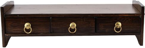 Ergonomic Monitor Stand with 3 Drawers, Heightened Computer Riser, Color - Non Absorbent Material, Spacious Storage, Ideal for Home and Office (With back panel primary color three drawstrings) in Kuwait