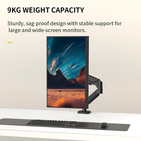 Yoventure Single Monitor Desk Mount Arm, Fits 17-32 Inch Screens, 9KG Weight Capacity, Sag-Proof Clamp Stand in Saudi Arabia