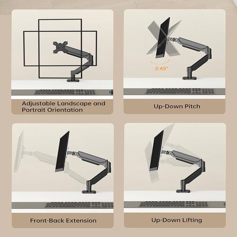Yoventure Single Monitor Desk Mount Arm, Fits 17-32 Inch Screens, 9KG Weight Capacity, Sag-Proof Clamp Stand in Saudi Arabia