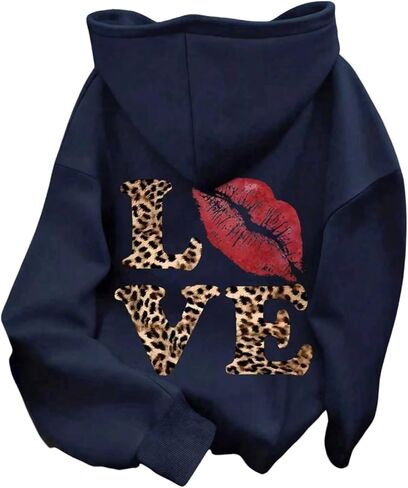 SHENHE Women's Graphic Hoodie Leopard Print Fleece Lined Oversized Fall Sweatshirt Pullover in Saudi Arabia