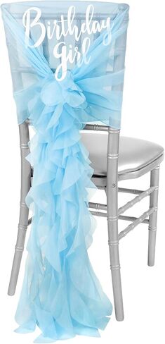 RhinestoneSash Birthday Chair Cover for Women Girls Teens - White Girly Birthday Girl Black Chair Sash Cap & Ruffle - Party Sign - Womens Decorations in Saudi Arabia