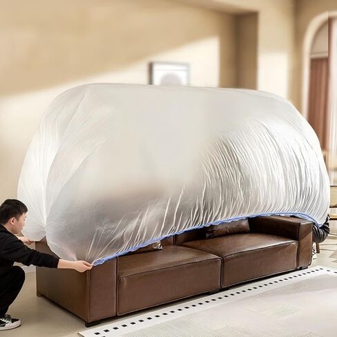 5Pcs Disposable Plastic Furniture Cover (240x470cm), Waterproof Dustproof Mattress Protector for Queen Beds, Full Beds & 3-Seater Sofas, Ideal for Moving & Renovation in Saudi Arabia