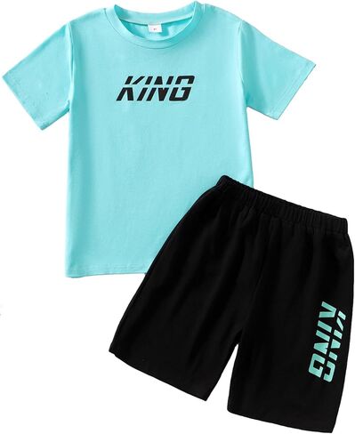 Boys Clothes Summer 2 Piece Outfits Short Sleeve T-Shirts and Shorts Kids Fashion Clothing Sets in Saudi Arabia