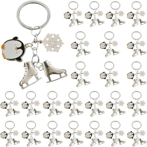 25 Pcs Winter Penguin Keychains Skating Keychains Skates Snowflake Keyrings for Penguin Skate Lovers Gifts Christmas Gifts in Saudi Arabia