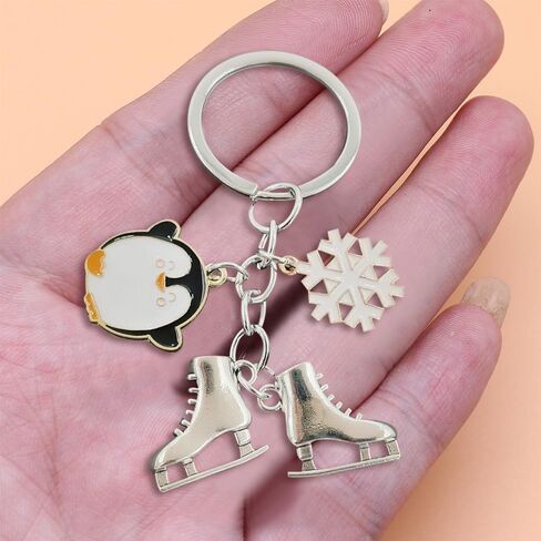 25 Pcs Winter Penguin Keychains Skating Keychains Skates Snowflake Keyrings for Penguin Skate Lovers Gifts Christmas Gifts in Saudi Arabia