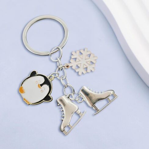 25 Pcs Winter Penguin Keychains Skating Keychains Skates Snowflake Keyrings for Penguin Skate Lovers Gifts Christmas Gifts in Saudi Arabia