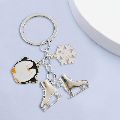 25 Pcs Winter Penguin Keychains Skating Keychains Skates Snowflake Keyrings for Penguin Skate Lovers Gifts Christmas Gifts in Saudi Arabia