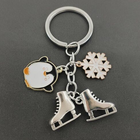 25 Pcs Winter Penguin Keychains Skating Keychains Skates Snowflake Keyrings for Penguin Skate Lovers Gifts Christmas Gifts in Saudi Arabia